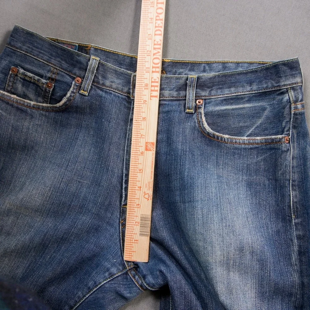 Retro Lucky Brand Men's USA Cowboy Western Bootcut Faded Jeans Fits 34x37